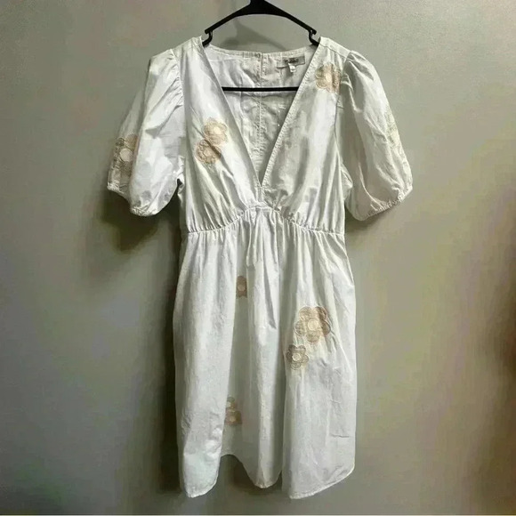 SOLD Madewell Annamarie Embroidered Mini Dress | White & Beige | Women’s Size 0 - Picture 6 of 16